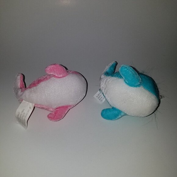 2 Narwhal Plush Lot Blue Pink Ocean Stuffed Animal Lot Ideal Toy Direct Small 4" - Picture 6 of 9